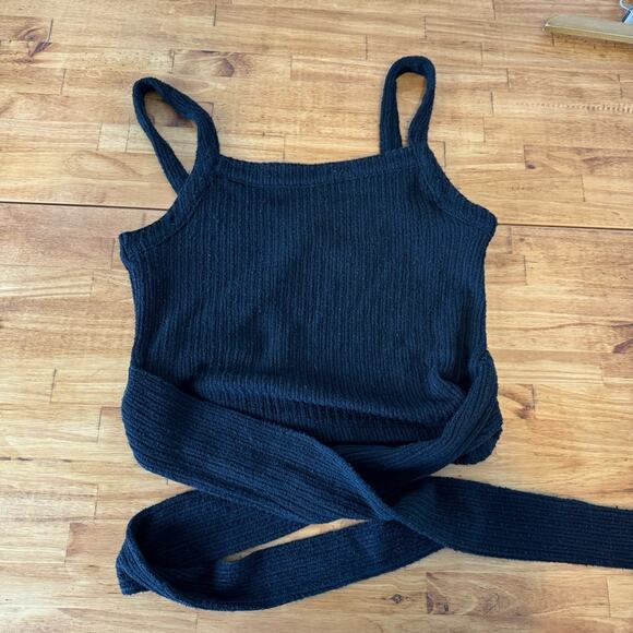 Madewell Texture & Thread Black Stretch Knit Waist Tie Tank Top Size XS - Picture 2 of 6